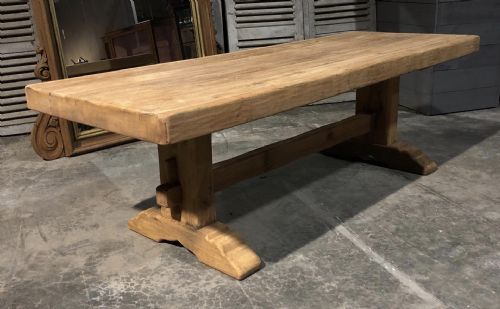 Large French Bleached Oak Farmhouse Table
