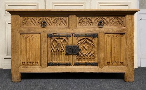 French Gothic Bleached Oak Sideboard