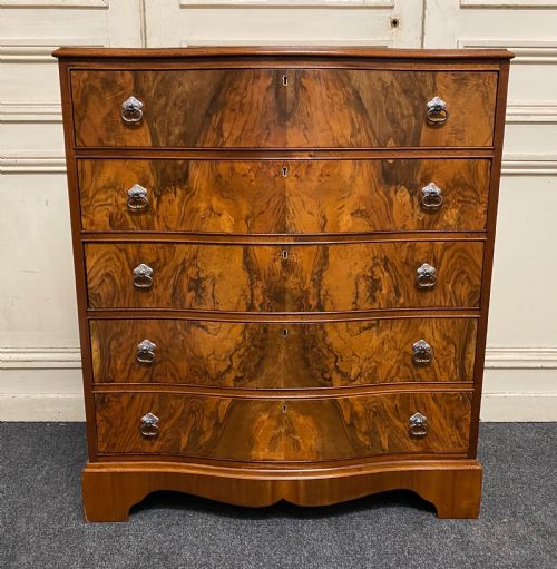 Burr Walnut Serpentine Chest of Drawers