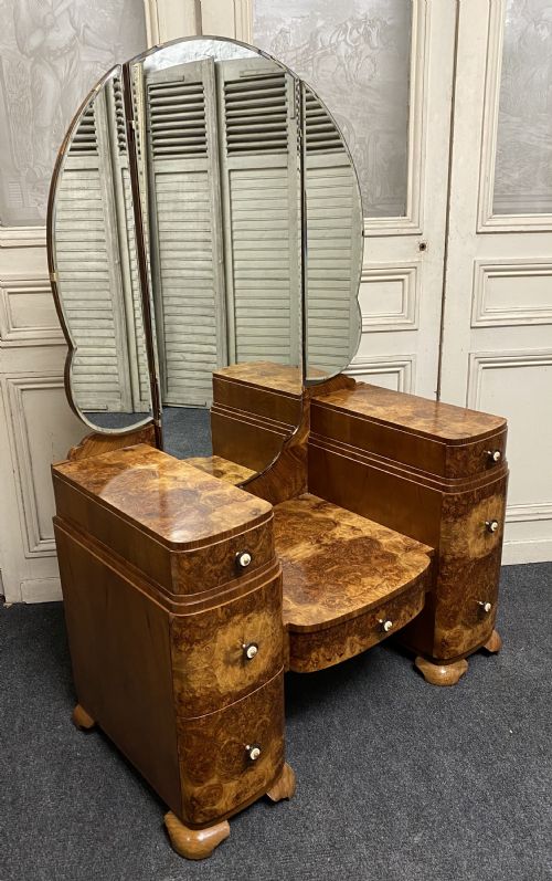 Superb Art Deco Burr Walnut Dressing Table