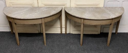 Pair Georgian Painted Demi Lune Console Tables