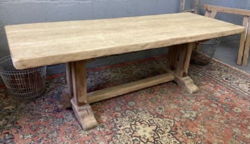 French Bleached Oak Farmhouse Dining Table