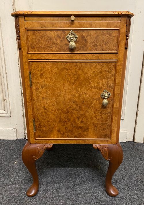 Burr Walnut Bedside Cupboard