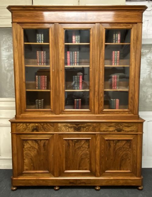 Fine Quality French Walnut Library Bookcase