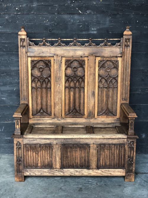 French Gothic Oak Bench