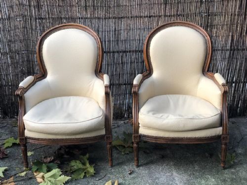 Pair French Bergere Arm Chairs