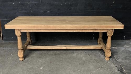 Wide Bleached Oak Farmhouse Dining Table