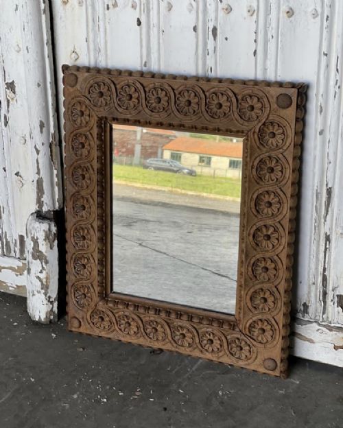 19th Century French Carved Oak Mirror