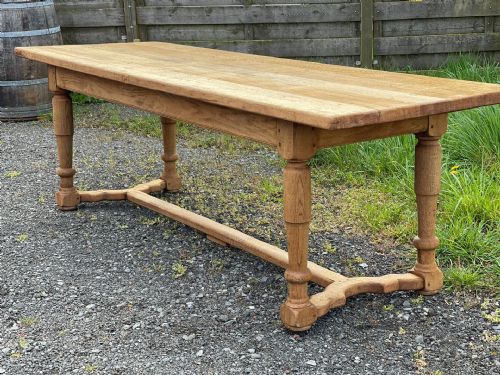 Large French Bleached Oak Farmhouse Table