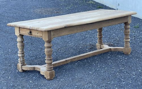 Large French Farmhouse Table with 2 Drawers
