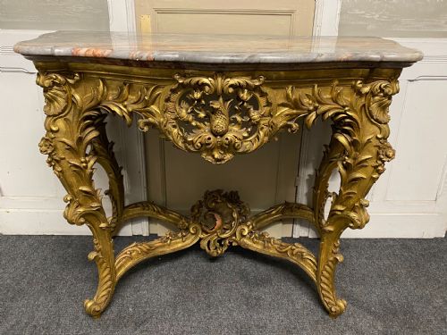Wonderful Early 19th C French Gilt Console Table