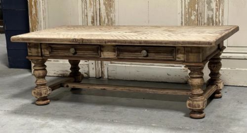 French Rustic Oak Coffee Table with 2 Drawers