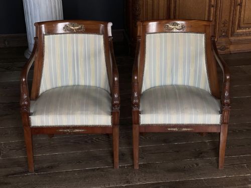Splendid Pair French Empire Arm Chairs