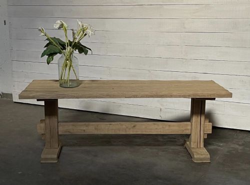 Primitive Bleached Oak Farmhouse Dining Table