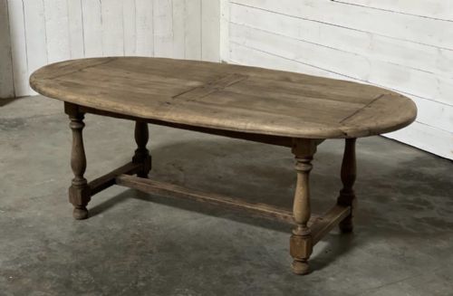 Rare Oval Oak Refectory Farmhouse Dining Table