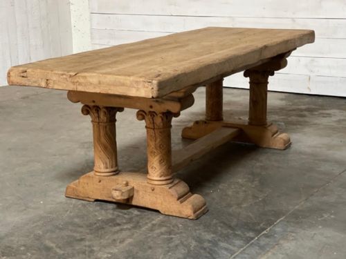 Extremely Rare Large Refectory Table Carved Columns