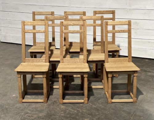 Set 8 Bleached Oak Farmhouse Dining Chairs
