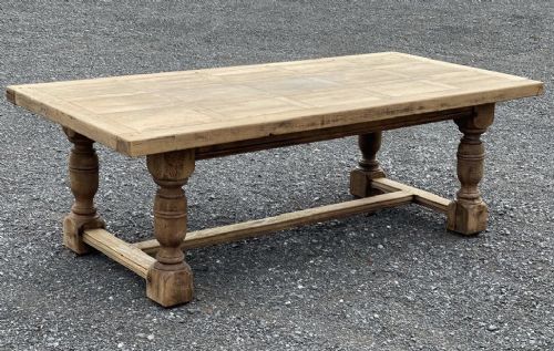 Large & Very Deep Bleached Oak Farmhouse Table