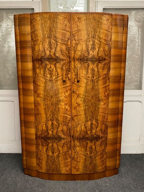 Burr Walnut Art Deco Double Wardrobe