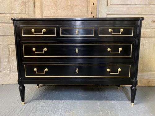 Beautiful French Louis Xvi Ebonised Commode Chest