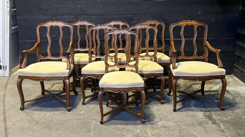 Set 8 French Oak Dining Chairs
