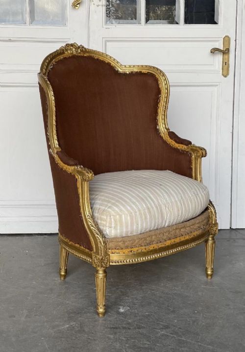 Large 19th Century Gilt Bergere Chair