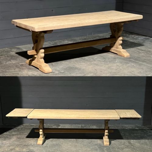 French Trestle End Refectory Dining Table with Extensions