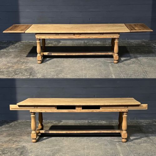 Large Rustic Farmhouse Dining Table with Extensions