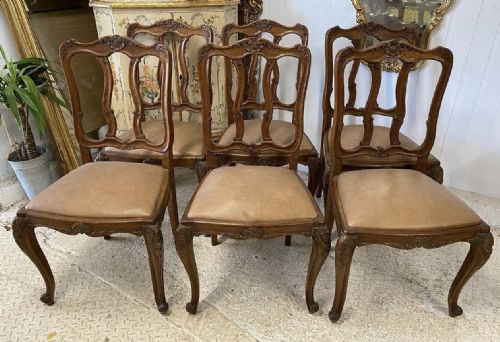 Set 6 French Oak Dining Chairs