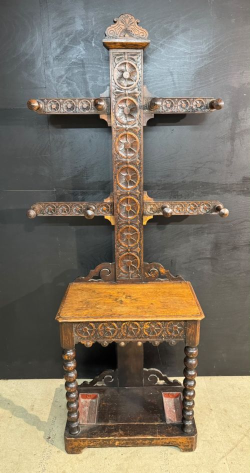 Carved Oak Hall Stand