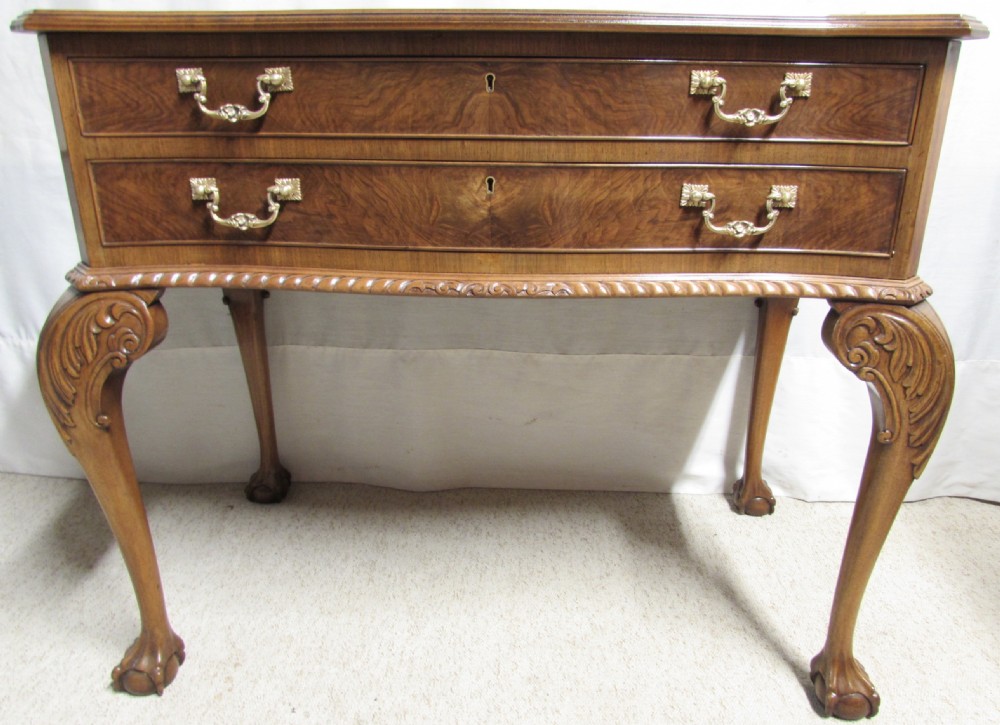 Superb Burr Walnut 2 Drawer Side Table View II