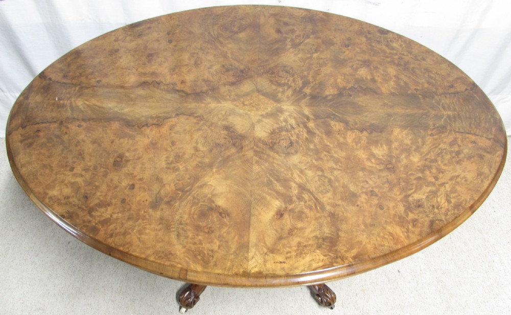 Victorian Burr Walnut Loo Dining Table View V