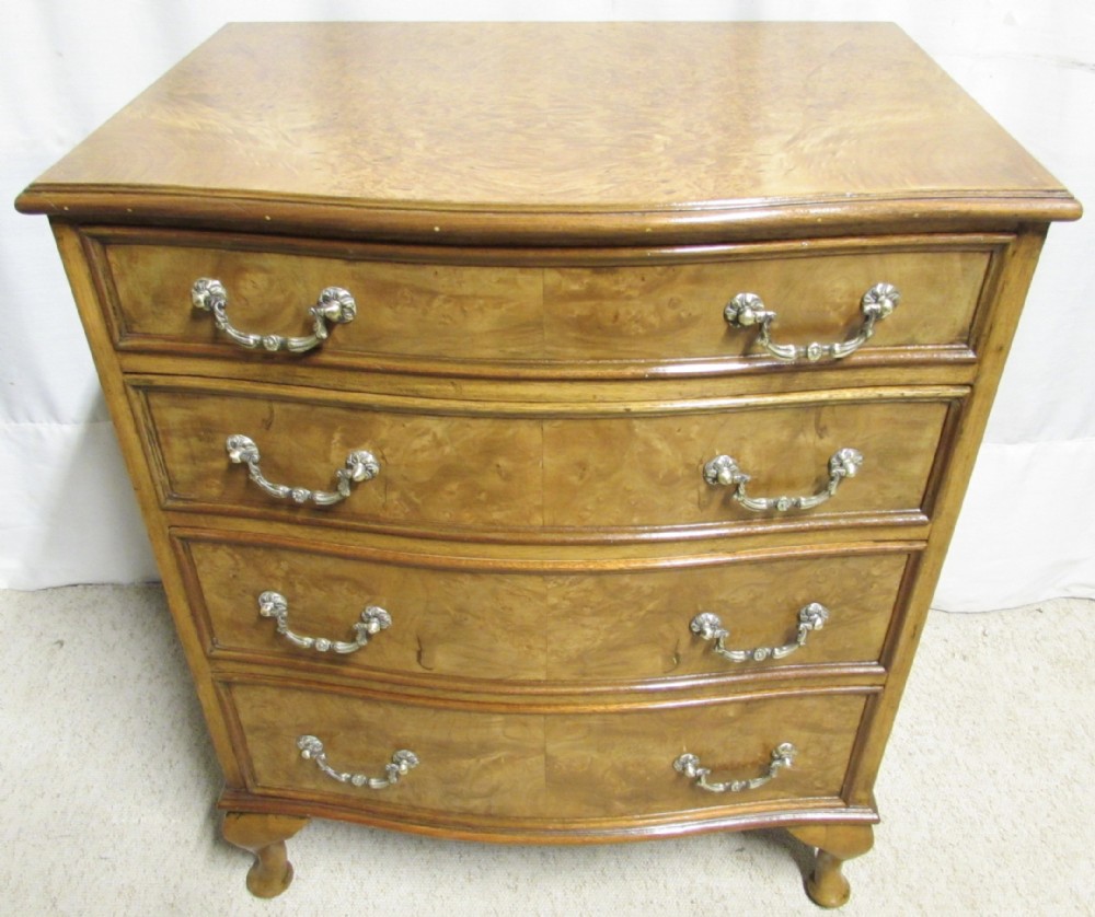 Burr Walnut Bow Front Chest of Drawers