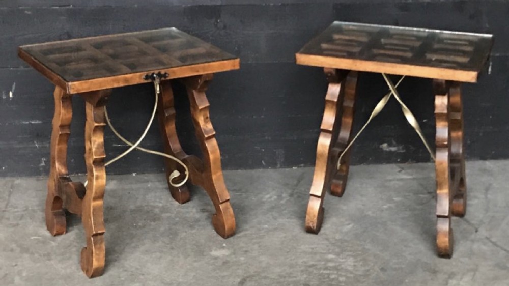 Pair Spanish Walnut Lamp Tables