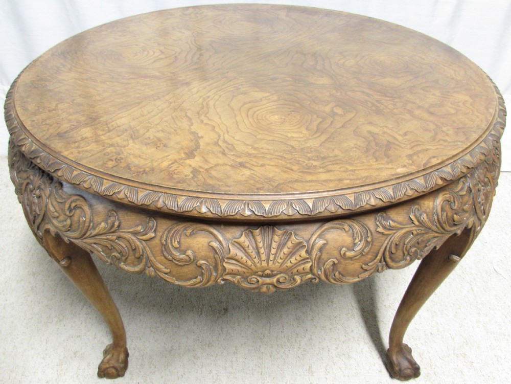 Large Walnut Round Coffee Table