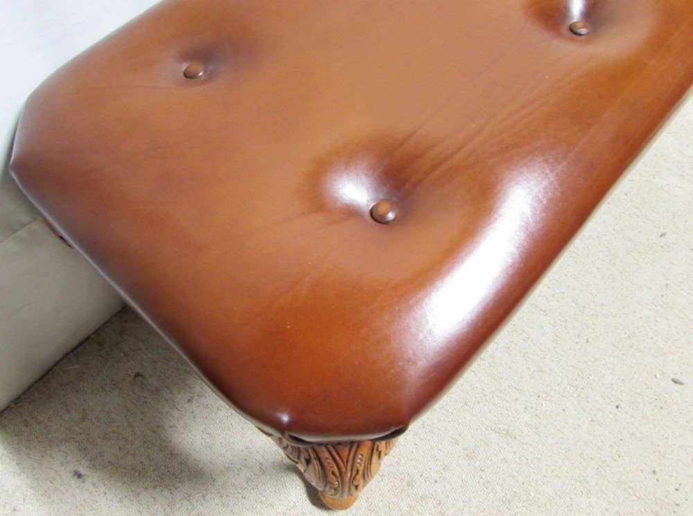 Pair Walnut Hand Dyed Leather Stools View X