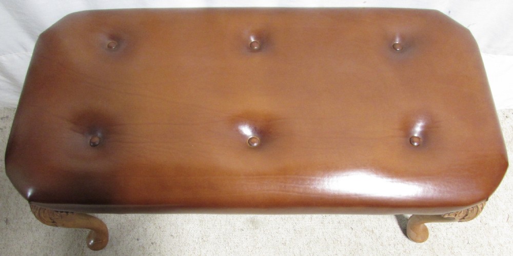Pair Walnut Hand Dyed Leather Stools View XI