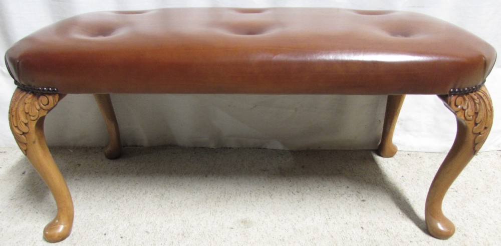 Pair Walnut Hand Dyed Leather Stools View XII