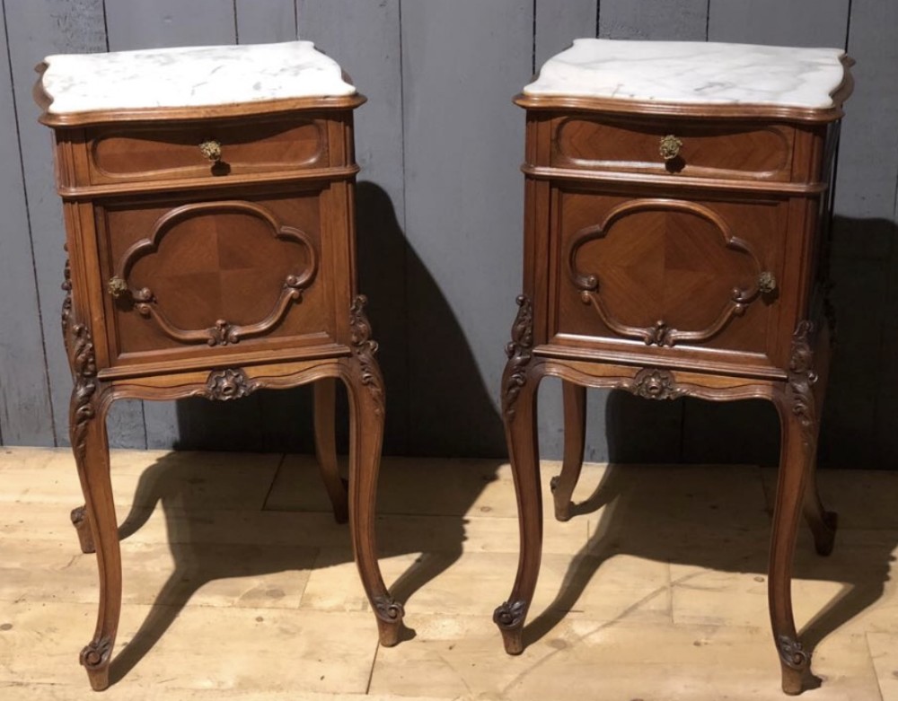 Pair French Bedside Cupboards