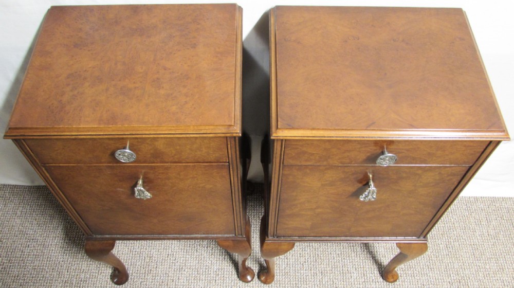 Pair Burr Walnut Bedside Cupboards View IV