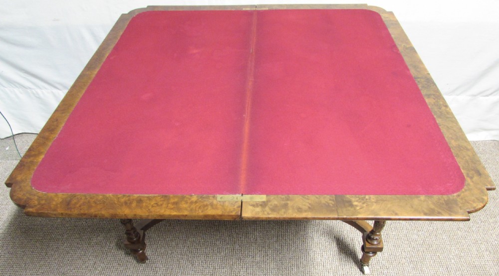Very Good Burr Walnut Victorian Card Table View XV