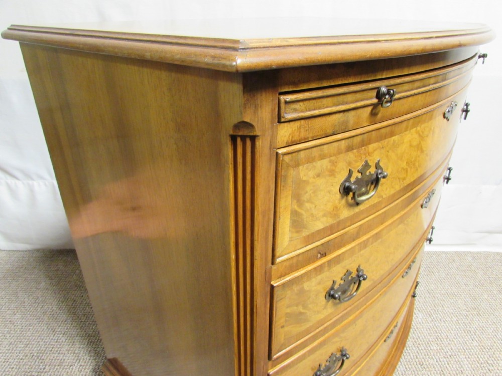 Lovely Burr Walnut Bow front Chest of Drawers View VIII