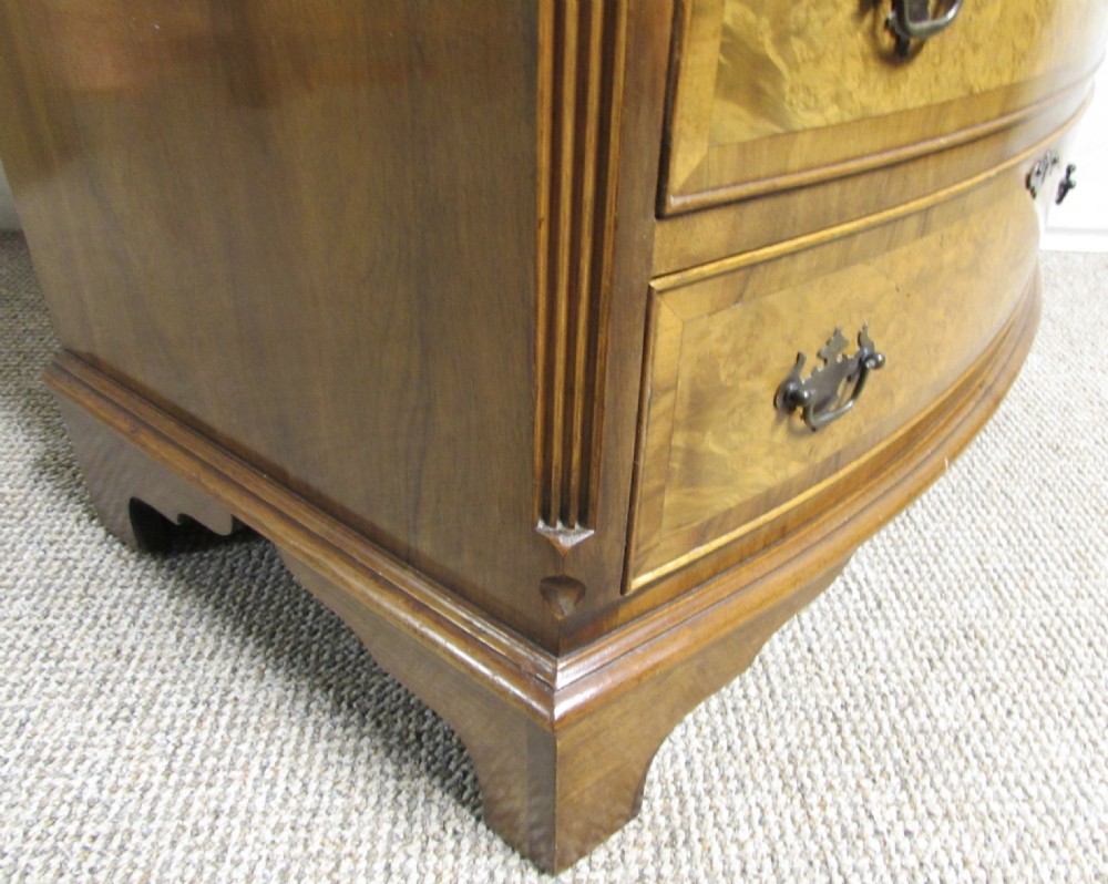 Lovely Burr Walnut Bow front Chest of Drawers View X