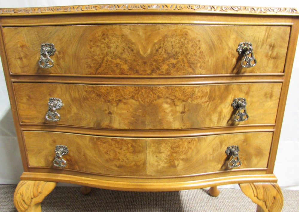 Burr Walnut Queen Anne Chest of Drawers View XI