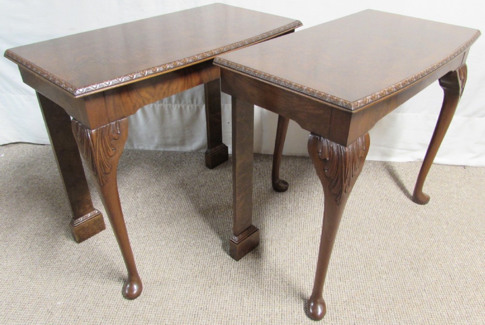 Pair Burr Walnut Console Tables