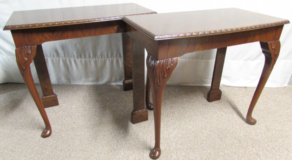 Pair Burr Walnut Console Tables View II