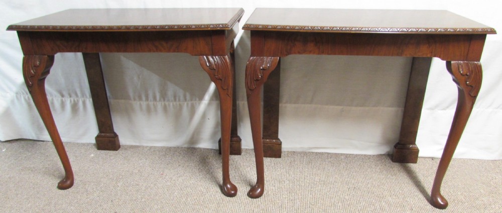 Pair Burr Walnut Console Tables View V