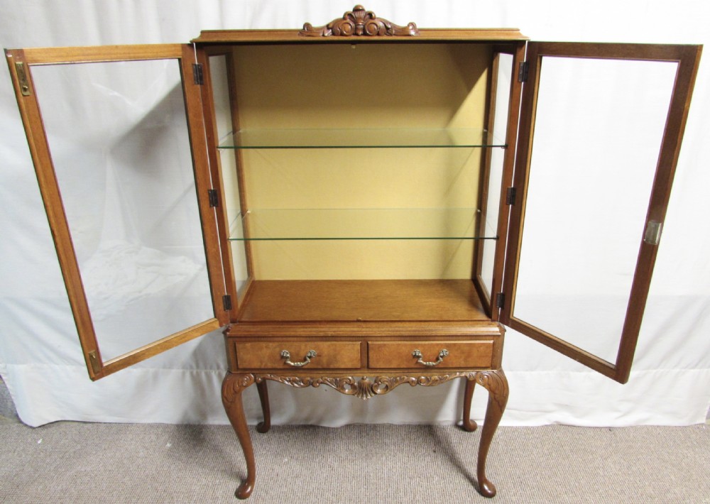 Pretty Burr Walnut Display Cabinet View III