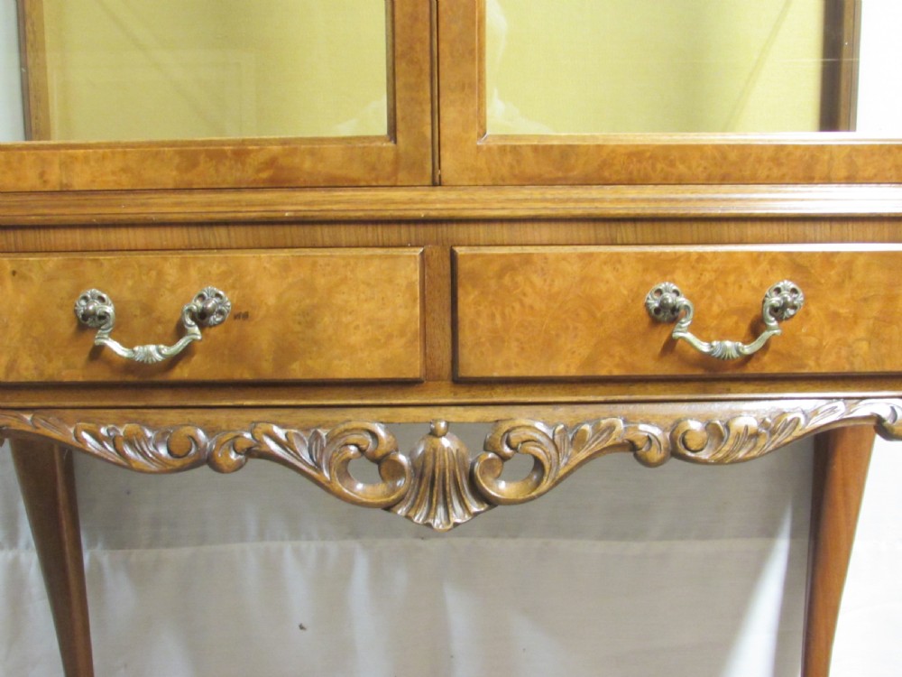 Pretty Burr Walnut Display Cabinet View IX