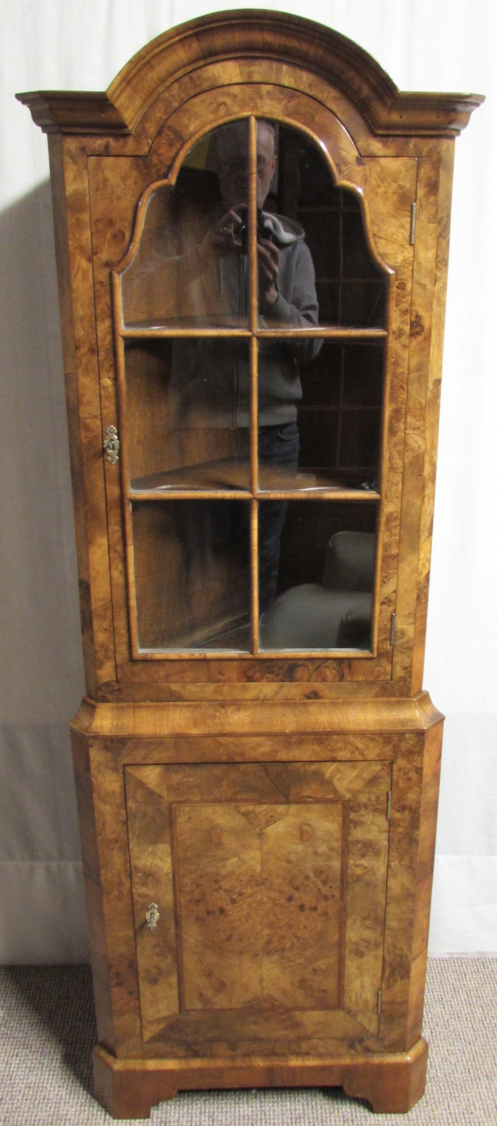 Burr Walnut Corner Cabinet